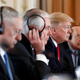 listens as Chinese President Xi Jinping speaks during a meeting at Mar-a-Lago on April 7, 2017 (AP Photo/Alex Brandon)